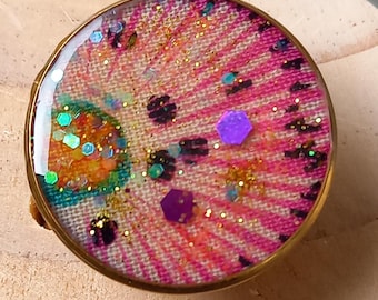 verstelbare ring, design ring, hars ring, ronde ring, stalen ring, vergulde ring, handgemaakte ring, unieke ring