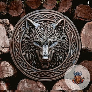Viking Handmade Wolf Wooden Shield, Viking Wolf Stunning Shield, Handmade Carved Wooden Shield, Viking Fenrir Shield, Durable Norse Shield