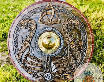 Viking Shield: Medieval Norse Dragon, Mythology Wall Art