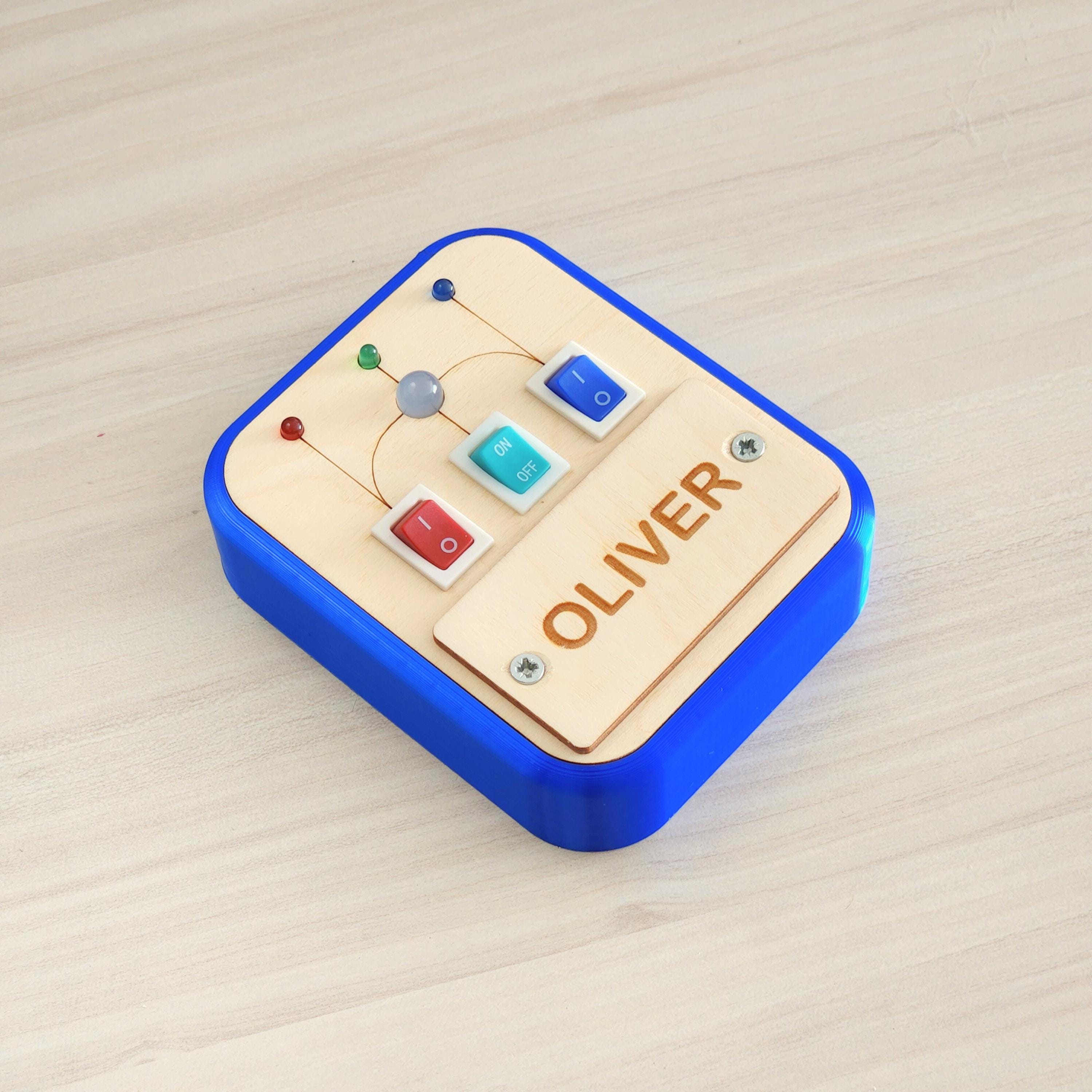 Montessori Busy Board, Fidget Switch Toy, Wooden Travel Toy