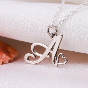 Silber Buchstabe Charm Gold Herz Halskette | 925 Sterling Silber Buchstaben Kette Geschenk für Muttertag Halskette | 925K Silber Buchstaben Halskette