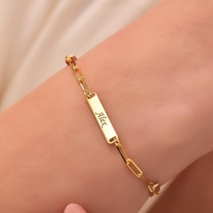 Custom Name Paperclip Chain Bracelet: Sterling Silver or Gold