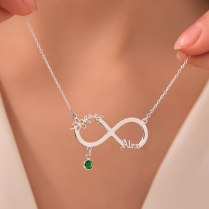 Infinity Name Gift For Mom Infinity Necklace Multi Name Necklace Anniversary Gift For Mothers Day Necklace Family Name Necklace Birthstone