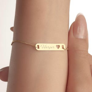 Sterling Silver Personalized Name Bracelet: Custom Engraved Bar, Chain Options