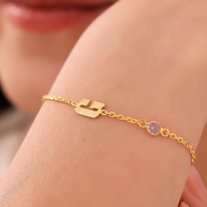 Silber Armband Geschenk für Muttertag 925 Silber Buchstabe Armband für Frauen Benutzerdefinierte Armband Familie Birthstone Armbänder Initial Armband Charm