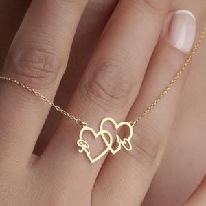 Double Heart Letter Necklace Silver Gifts | Letter Necklace Gift For Halloween | Gift For Lovers | Bridesmaid Necklace | Silver Letter Charm