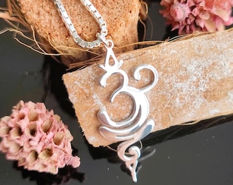 Yoga Symbol Breathe Sign Silver Necklace| Breathe Symbol Box Chain| Yoga Lover Gifts| Silver Breathe Necklace| Spiritual Christmas Gift