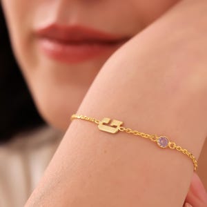 Benutzerdefinierte Mom Birthstone Anfang Silber Armband Zierliche Brief Familie Armband mit Birthstone Schwester Freundschaft Custom Gold Armband