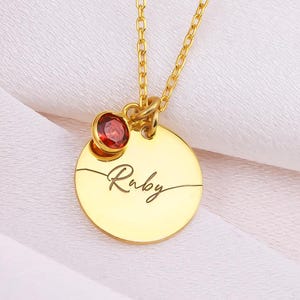 Handmade Birthstone Name Jewelry Mothers Day Silver Necklace Birthstone Minimalist Necklace 14K Solid Gold Birthstone Charm Necklace Pendant