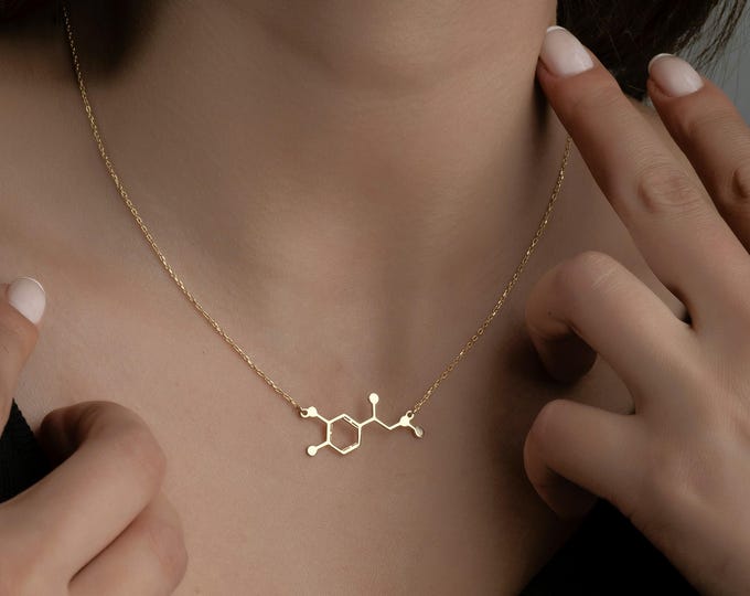 Adrenaline Molecule Necklace: Sterling Silver Science Jewelry Gift