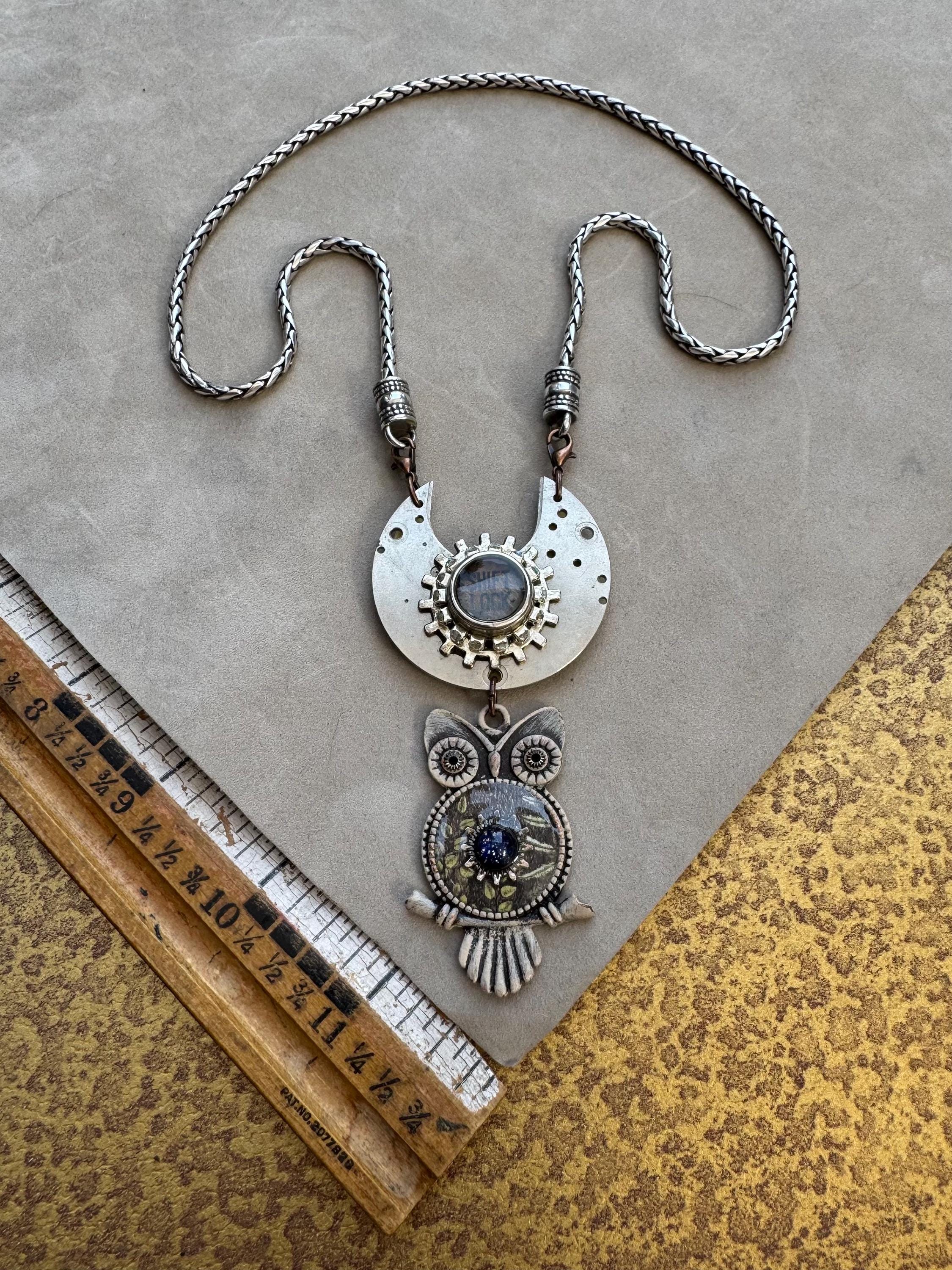 Midnight Owl Upcycled Necklace