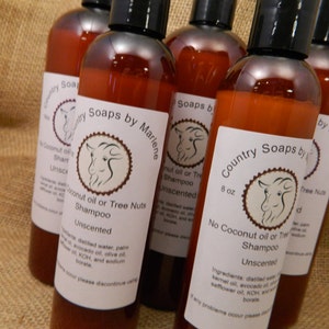 Fragrance Free Liquid Shampoo NO coconut oil  or tree nuts  8 oz