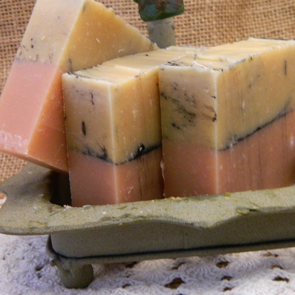 Handmade Raspberry Lemonade Goats Milk Soap with activated hardwood charcoal