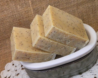 Lemon Poppy Seed Goats Milk Soap Gardeners Soap Handmade Soap Cold Processed Soap