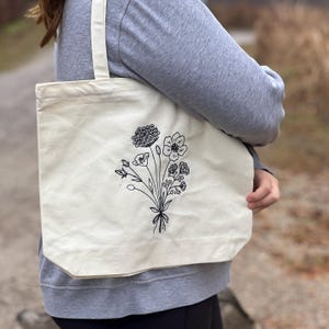 カスタム刺繍キャンバスジッパー付きトートバッグ