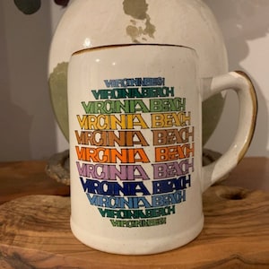 Vintage Virginia Beach Virginia Coffee Mug "Rainbow Text"
