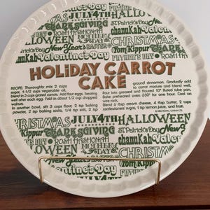 Vintage Ceramic Holiday Carrot Cake Recipe Serving Plate