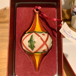 Villeroy & Boch 1748 Vintage Ceramic Christmas Holly Tree Ornament Original Box