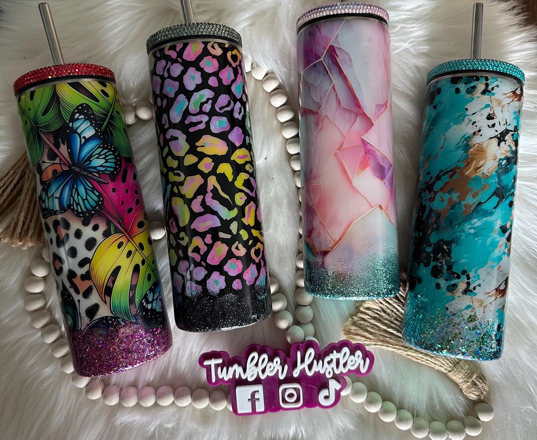 Vinyl Rhinestone Top Skinny Tumblers - Etsy