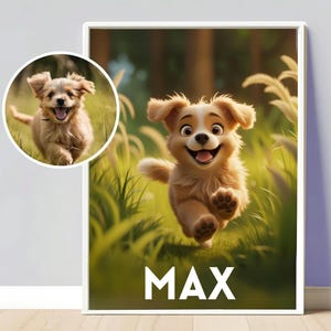 Personalized Cartoon Pet Portrait | Custom Cartoon Pet Portrait | Dog Cartoon Portrait Cat | Wall Art for Pet Lovers | Digital Downloads