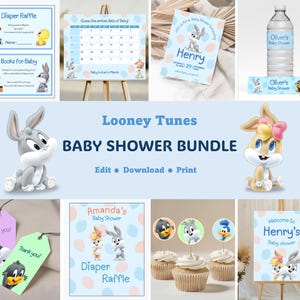 Looney Tunes Babyparty Bundle | Babyparty-Einladung für Bugs Bunny | Lola Bunny Babyparty einladen | Babyparty Looney Tune Bundle Digital
