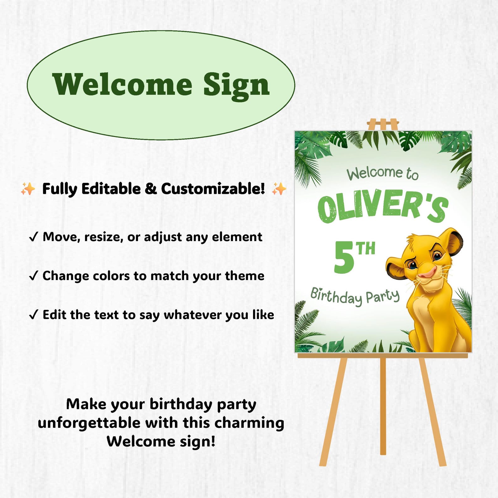 Lion King Welcome Sign | Simba Welcome Sign | Lion King Jungle Birthday ...