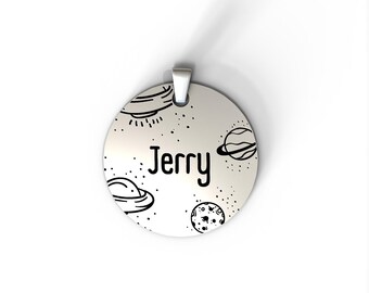 Custom Engraved Pet ID Tag, Round Dog and Cat Name Tag, Rose Gold, Silver Collar Charm, Durable & Stylish Pet Tag, Perfect Pet Gift