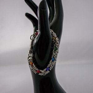 Rainbow Byzantine Chainmail Bracelet | Stainless Steel & Aluminum | Lobster Claw Clasp | Handmade