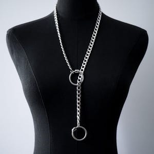 Stainless Steel Slip Chain Necklace | Heart, O-Ring, Star or Ouroboros | Day Collar Lariat image 7