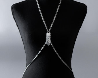 Arnés de cadena corporal de malla metálica / Joyería corporal ajustable de acero inoxidable y aluminio