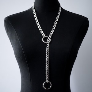 Stainless Steel Slip Chain Necklace | Heart, O-Ring, Star or Ouroboros | Day Collar Lariat image 4