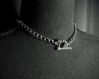 80s Vintage Silver Drape Chain Bib Necklace / Multistrand