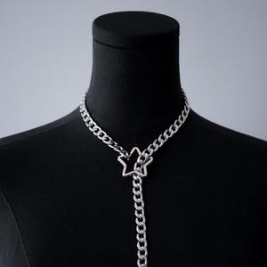 Stainless Steel Slip Chain Necklace | Heart, O-Ring, Star or Ouroboros | Day Collar Lariat image 6