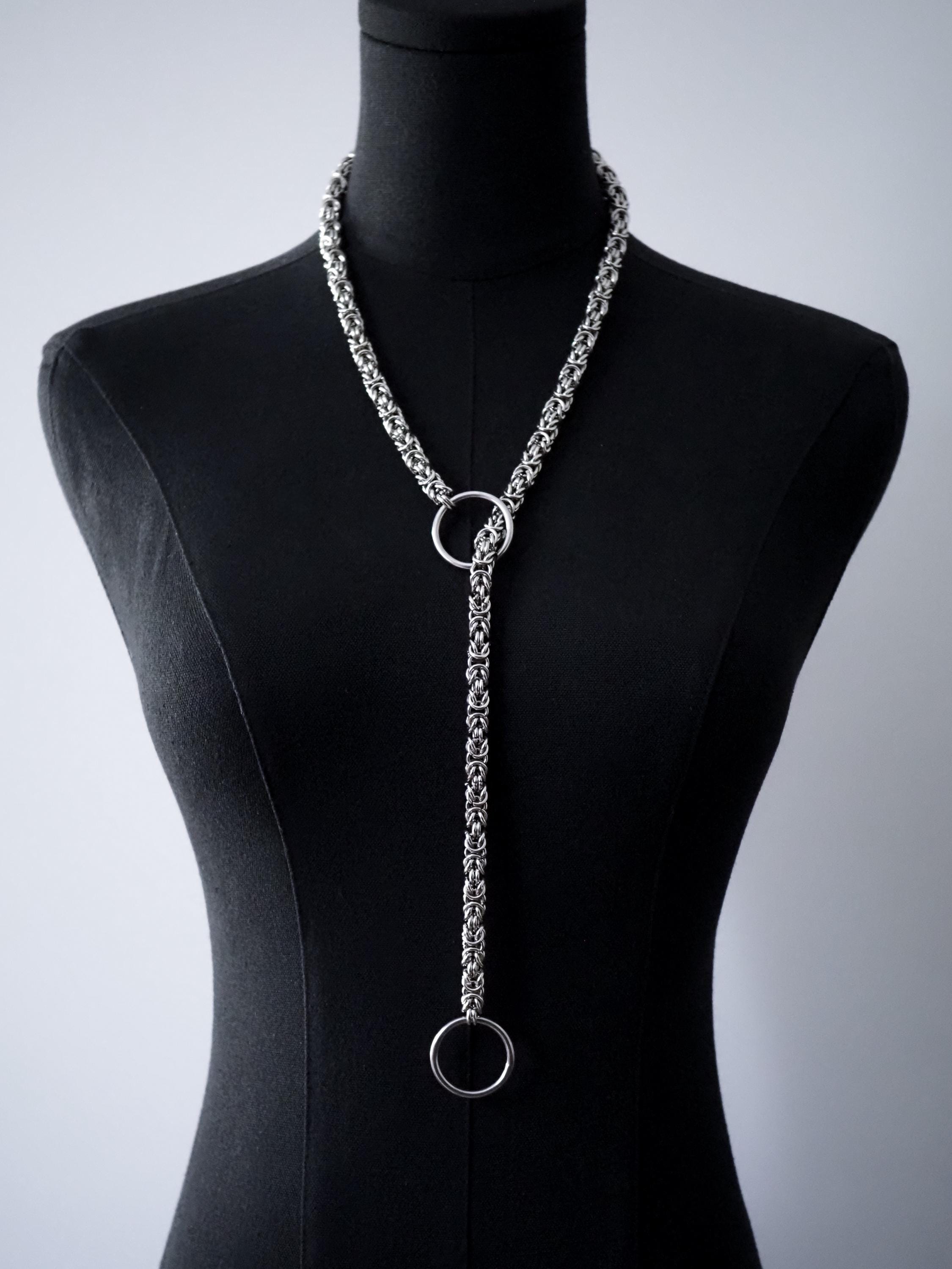 Byzantine Chainmail Slip Chain Necklace Stainless Steel O-Ring or Heart…