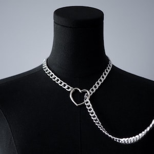 Stainless Steel Slip Chain Necklace | Heart, O-Ring, Star or Ouroboros | Day Collar Lariat image 3