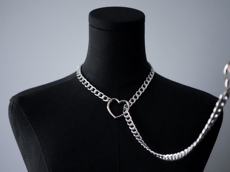 Stainless Steel Slip Chain Necklace | Heart, O-Ring, Star or Ouroboros | Day Collar Lariat image 3