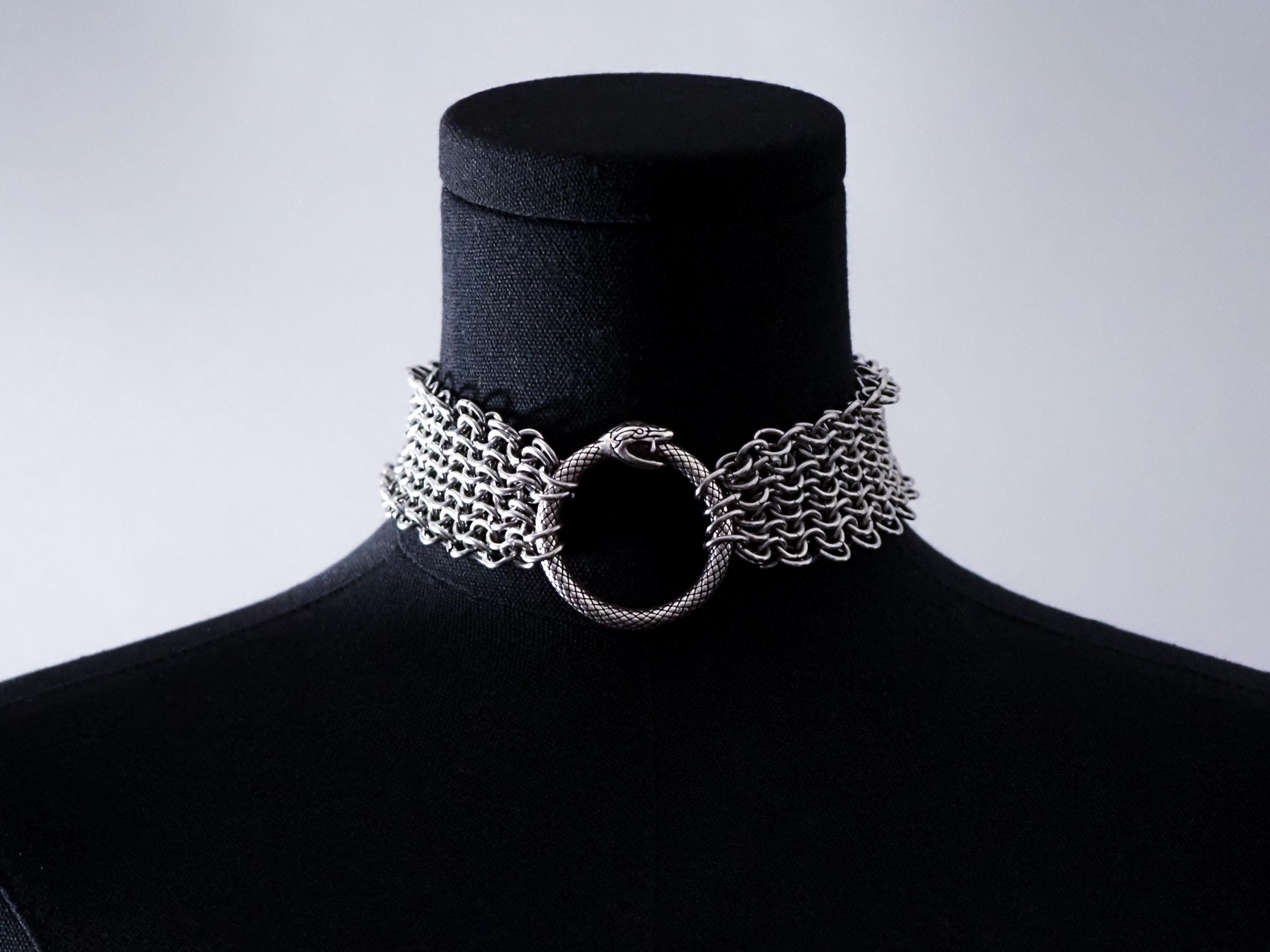 Ouroboros Chainmail Collar | Stainless Steel Day Collar | Custom Size ...