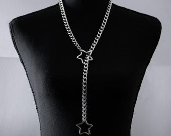 Star Slip Chain Necklace | Stainless Steel Cuban Chain | Day Collar Lariat