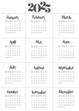 2025 Digital Calendar | Minimalist Planner Template | Printable Monthly ...
