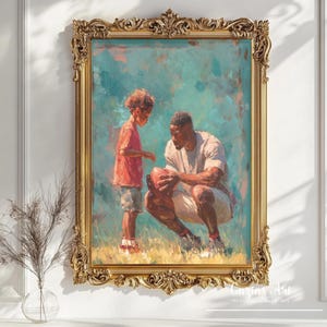 Black Fatherhood Tribute Art Print: African American Family Portrait (Digital Download JPGs