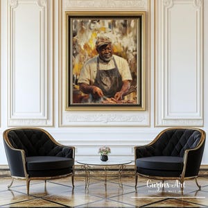 Black Fatherhood Art Print: Modern African American Family Portrait (Digital Download)