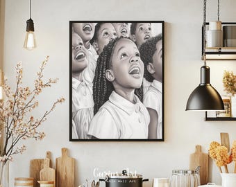Black Girls Art: Coro di bambini, stampabile, da parete (download digitale)