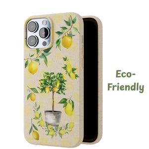 Umweltfreundliche Zitronenbaum Handyhülle, Biologisch abbaubare Handyhülle, Zitronen Muster, Grünes Leben, Geschenk für Naturliebhaber, Sommer Handyhülle