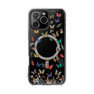 Magnetic Phone Case Butterflies Magsafe Transparent Magnetic iPhone Case Wireless Charging Plain Case For iPhone 16 15 14 Case Clear Cases