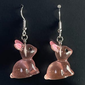Pink Glitter Bunny Earrings