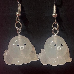 White Octopus Earrings