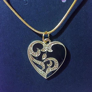 Black and Gold Heart Necklace