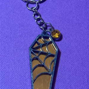 Orange Spiderweb Coffin Keychain