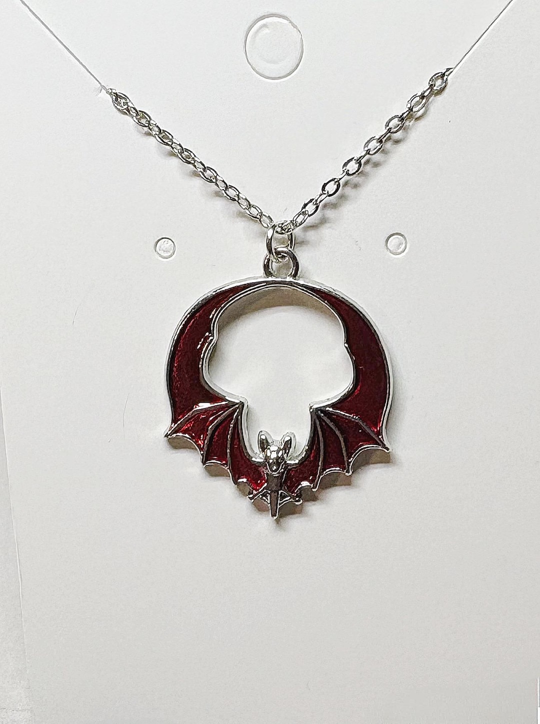 Metallic Vampire Goth Bat Necklace | Red - Etsy