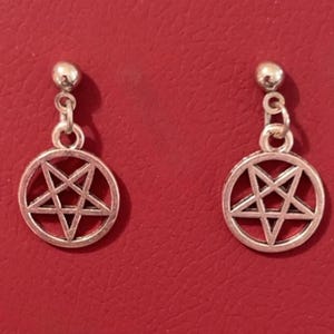 Small Silver Pentagram Earrings